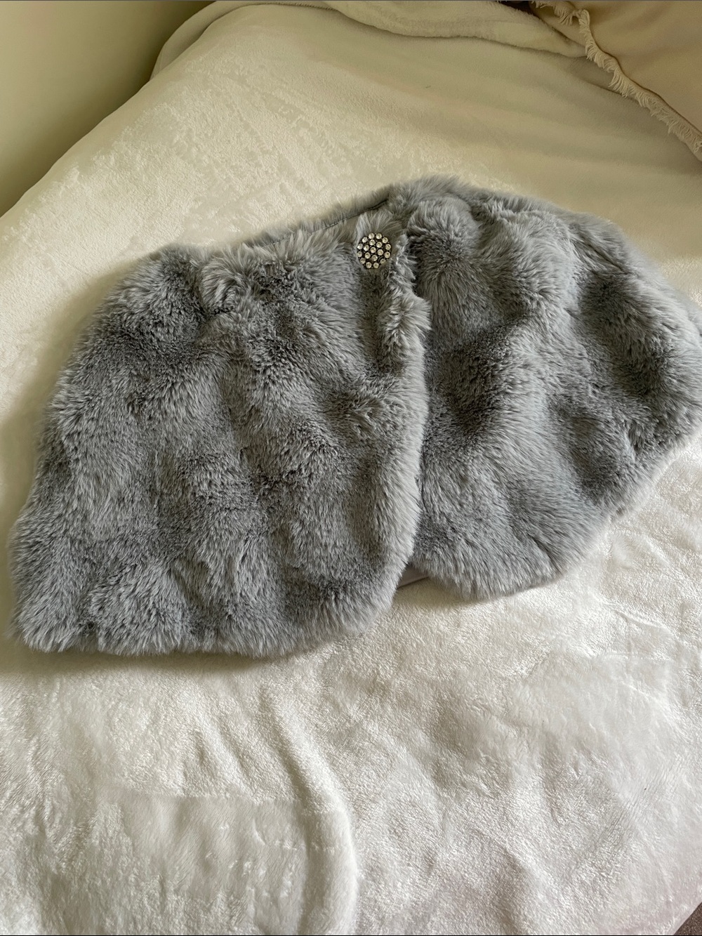 Nina Leonard Faux Fur Collar Jacket - Light Gray